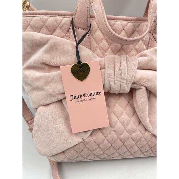 NWT Juicy Couture Pink Diamond Tied With A Bow Mini Tote Light Pink Handbag 🎀 - Picture 4 of 13